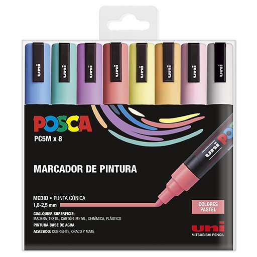 UNI POSCA PC-5M 8C SET 8 MARQUEURS 1.8-2.5 MM - COULEURS PASTEL