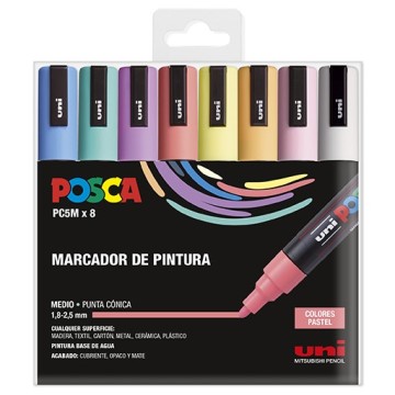 UNI POSCA PC-5M 8C SET 8 MARCATORI 1.8-2.5 MM - COLORI PASTELLO