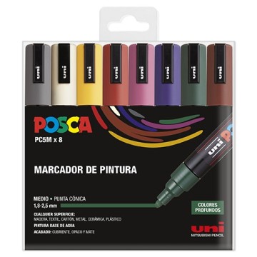 UNI POSCA PC-5M 8C SET 8 MARCATORI 1.8-2.5 MM - COLORI PROFONDI