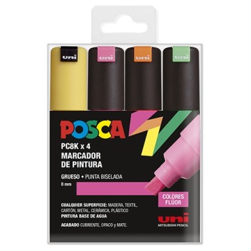 UNI POSCA PC-8K 4C SET 4 MARCATORI 8 MM - COLORI FLUO