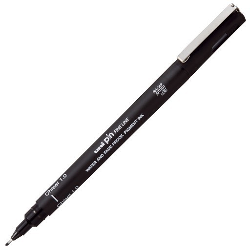 UNI PIN CS-200 CHISEL TIP FINE LINE DRAWING PEN BLACK