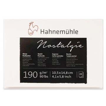 HAHNEMÜHLE NOSTALGIE BLOCCO 20 CARTOLINE PER SCHIZZI 190 G