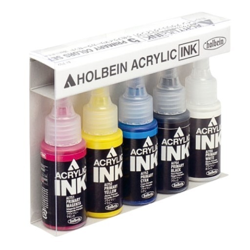 HOLBEIN ACRYLIC INK PRIMARY SET OF 5 X 30 ML COLOURS
