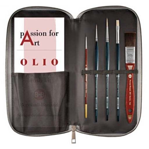 BORCIANI E BONAZZI SET PASSION FOR ART - ESTUCHE + 5 PINCELES ÓLEO MANGO CORTO