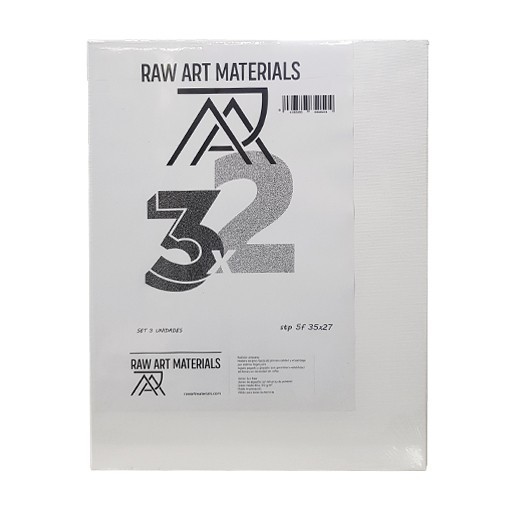 RAW ART MATERIALS PACK 3 CHÂSSIS ENTOILÉS ACADEMIA ESTUDIO ECO COTON-POLYESTER APPRÊT HUILE/ACRYLIQUE