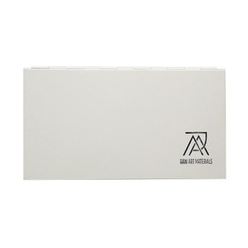 RAW ART MATERIALS NACHFÜLLBARER PALETTENKASTEN FÜR AQUARELL AUS WEIẞ LACKIERTEM METALL 16 FARBMULDEN
