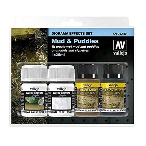 VALLEJO DIORAMA EFFECTS SET 4 TEXTURES DE BOUE ET FLAQUES 73189