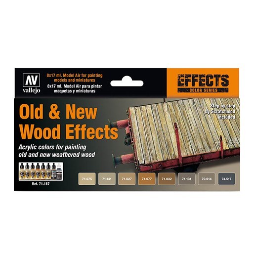 VALLEJO MODEL AIR EFFECTS SET OF 8 OLD & NEW WOOD EFFECTS COLOURS 71187