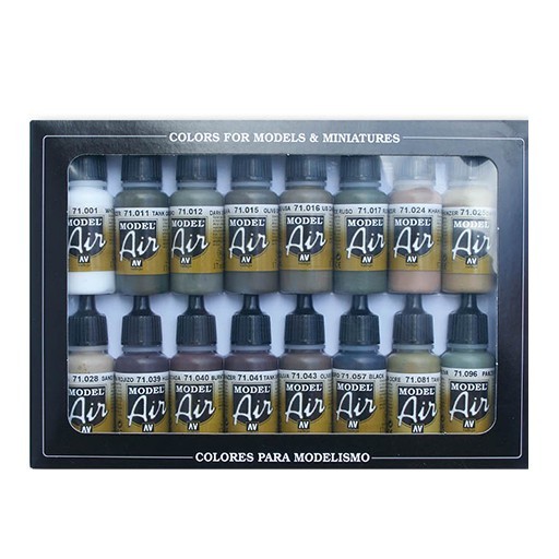 VALLEJO MODEL AIR SET DE 16 COULEURS ALLEMANDS/ALLIÉS WWII 71190
