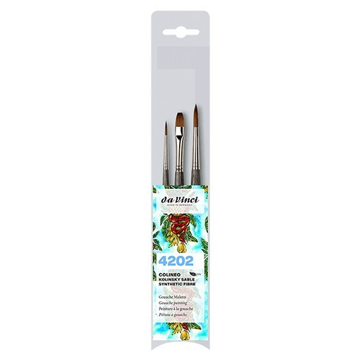 DA VINCI SET OF 3 COLINEO GOUACHE BRUSHES SHORT HANDLE SERIES 4202
