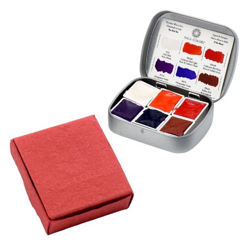 NILA COLORI CAJA METÁLICA ACUARELA ARTESANAL MONOPIGMENTO SET COLLECTION MARTE 6 MEDIOS GODETS