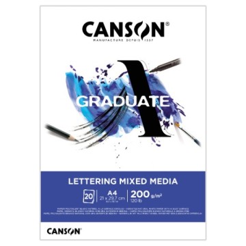 CANSON GRADUATE BLOCCO LETTERING MIXED MEDIA 200 G 20 FOGLI LISCI
