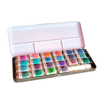 WHITE NIGHTS SCATOLA METALLO ACQUERELLI 22 GODET INTERI - SELEZIONE COLORI GRANULATI
