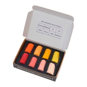 UNISON SOFT PASTELS SCATOLA CARTONE 8 MEZZI PASTELLI MORBIDI - SELEZIONE COLORI ROSSI E ARANCIONI