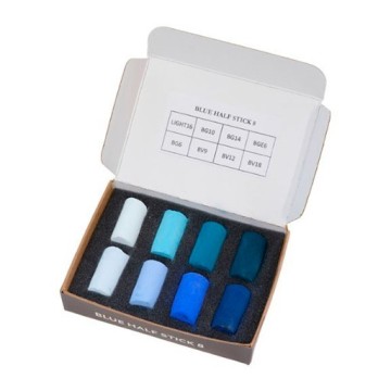 UNISON SOFT PASTELS SCATOLA CARTONE 8 MEZZI PASTELLI MORBIDI - SELEZIONE COLORI BLU