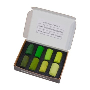 UNISON SOFT PASTELS SCATOLA CARTONE 8 MEZZI PASTELLI MORBIDI - SELEZIONE COLORI VERDI