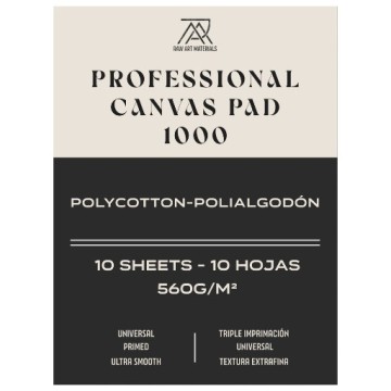 RAW ART MATERIALS PROFESSIONAL CANVAS PAD POLICOTONE GRANA EXTRAFINE LISCIA PREPARAZIONE UNIVERSALE 560 G SERIE 1000