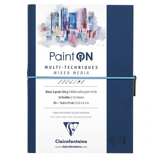 CLAIREFONTAINE PAINT ON BLU QUADERNO RILEGATURA CUCITA CARTA BIANCA MIXED MEDIA 250 G