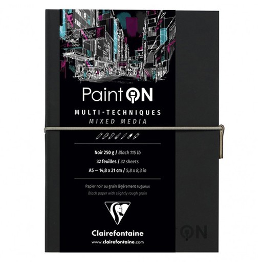 CLAIREFONTAINE PAINT ON NOIR SKIZZENBUCH FADENBINDUNG SCHWARZES MIXED MEDIA PAPIER 250 G