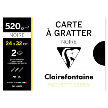 CLAIREFONTAINE CARTE À GRATTER NOIRE MINIPACK 2 FEUILLES 520 G