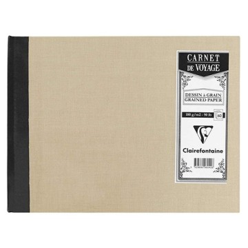 CLAIREFONTAINE TRAVEL NOTEBOOK CLOTH-COVERED HARD COVER STITCHED BINDING WHITE PAPER 180 G