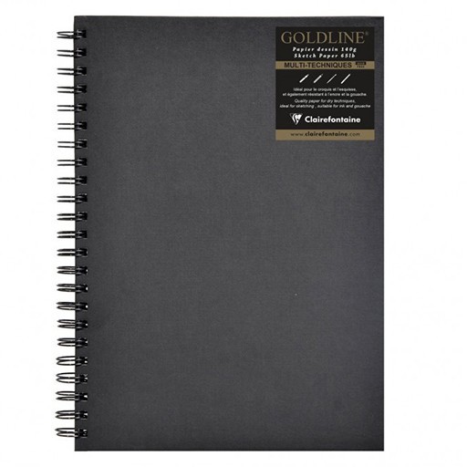 CLAIREFONTAINE GOLDLINE CARNET SPIRALÉ COUVERTURE RIGIDE PAPIER IVOIRE MULTI-TECHNIQUES 140 G