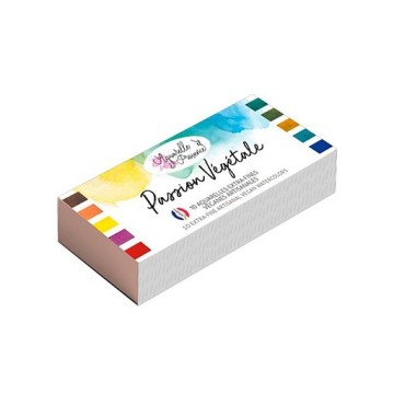 AQUARELLE DE PROVENCE SCATOLA PASSION VEGETALE - ACQUERELLI EXTRAFINI VEGANI FATTI A MANO 10 MEZZI GODET