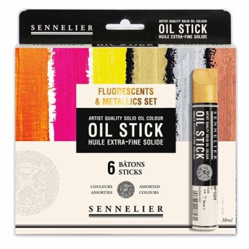 SENNELIER EXTRA FINE OIL STICK SET 6 COLORI FLUORESCENTI E METALLICI