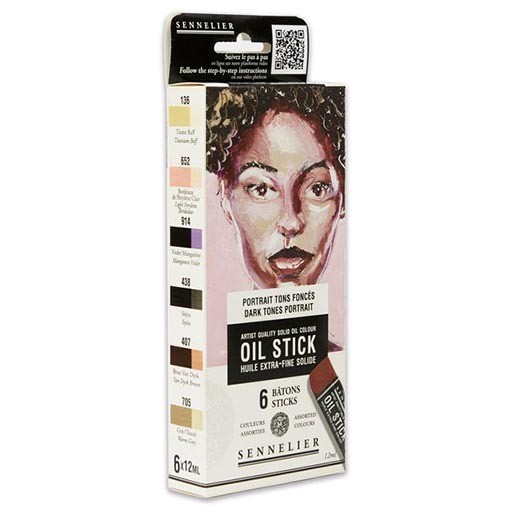 SENNELIER SET MIT 6 MINI OIL STICKS DUNKLE PORTRAIT-FARBEN