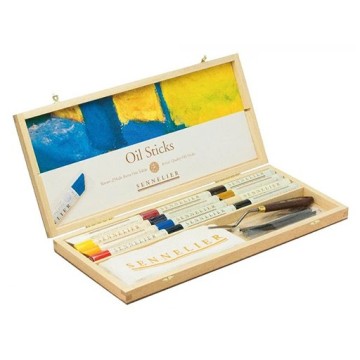 SENNELIER SCATOLA LEGNO 12 OIL STICK 38 ML E ACCESSORI