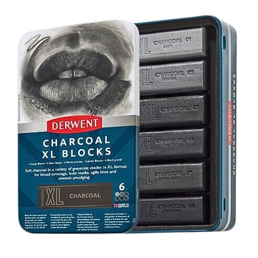 DERWENT CAJA METÁLICA 6 XL CHARCOAL BLOCK