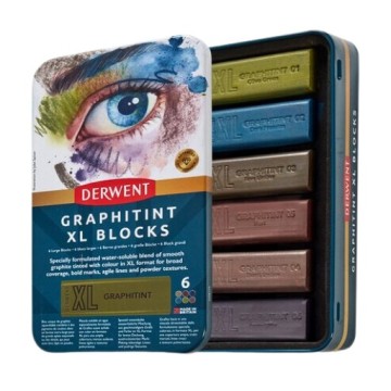 DERWENT XL GRAPHITINT BLOCK METAL TIN SET OF 6