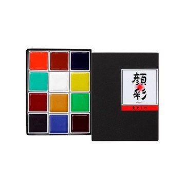 AKASHIYA ACQUERELLI IN SCATOLA 12 COLORI TRADIZIONALI GIAPPONESI GANSAI AP150 12 V