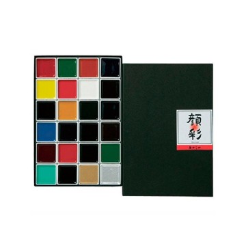 AKASHIYA ACQUERELLI IN SCATOLA 24 COLORI TRADIZIONALI GIAPPONESI GANSAI AP260 24 V