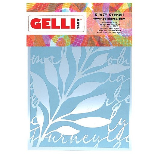 GELLI ARTS LEAVES & SCRIPT STENCIL - SCHABLONE BLÄTTER UND TEXT