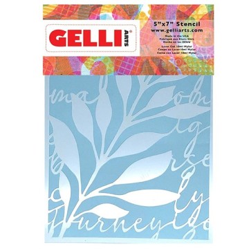 GELLI ARTS LEAVES & SCRIPT STENCIL - STENCIL DI FOGLIE E TESTO PER STAMPA