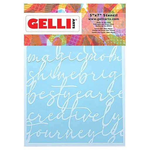 GELLI ARTS SCRIPT STENCIL - POCHOIR TEXTE POUR L'IMPRESSION