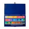 WHITE NIGHTS BLUE WOODEN WATERCOLOUR BOX SET OF 36 PANS AND BRUSH
