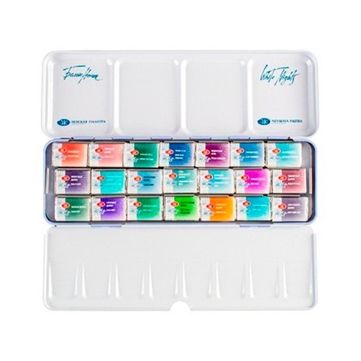 WHITE NIGHTS WATERCOLOUR METAL BOX SET OF 21 PANS GRANULATION COLOURS
