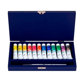 WHITE NIGHTS ACQUERELLI IN SCATOLA DI LEGNO BLU 12 TUBETTI E PENNELLO
