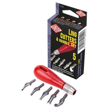 ESSDEE ASSORTIMENTO DI 5 SGORBIE PER INCISIONE + IMPUGNATURA