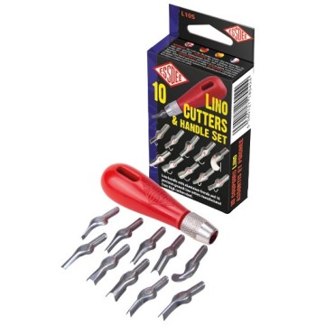 ESSDEE ASSORTIMENTO DI 10 SGORBIE PER INCISIONE + IMPUGNATURA