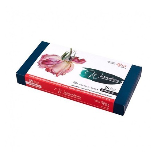 ROSA GALLERY CAJA METÁLICA ACUARELA BOTANICAL 35 GODETS COMPLETOS