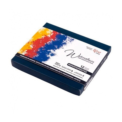 ROSA GALLERY CAJA ACUARELA MONOPIGMENTED 12 GODETS COMPLETOS