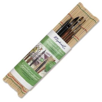 RAPHAEL PORTAPINCELES DE BAMBÚ + 4 PINCELES + BARRA GRAFITO DE REGALO SERIE P6018-00