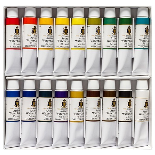 TURNER ARTISTS' WATERCOLOUR SET OF 18 X 15 ML TUBES