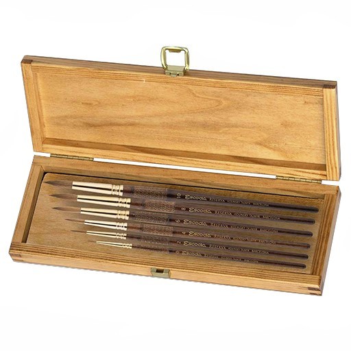ESCODA RESERVA COFFRET BOIS AVEC PINCEAUX AQUARELLE SÉRIE 1200