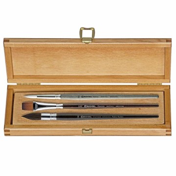 ESCODA SCATOLA LEGNO 3 PENNELLI PER ACQUERELLO SERIE 8700 - EDIZIONE SPECIALE