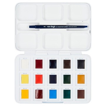VAN GOGH POCKET BOX SCATOLA ACQUERELLI + PENNELLO + 12 MEZZI GODET + 3 GRATIS