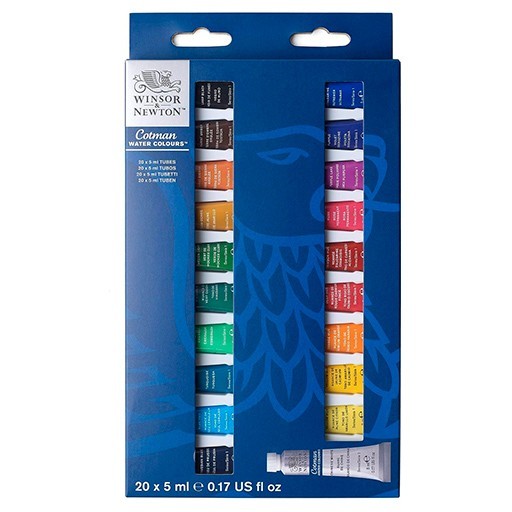 WINSOR & NEWTON COTMAN AQUARELLFARBE EINFÜHRUNGSSET 20 X 5 ML TUBEN